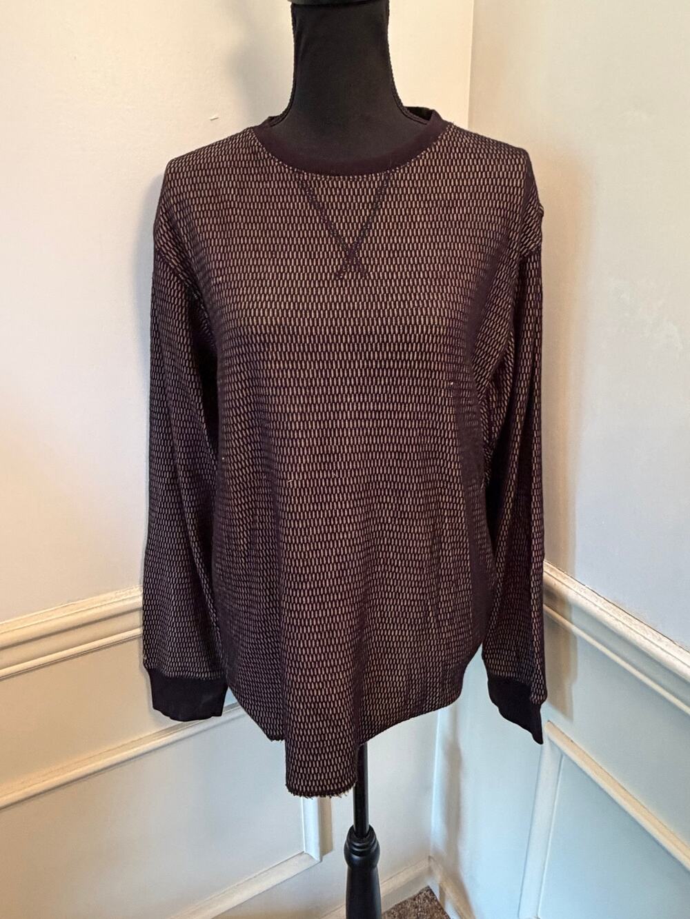 Vintage Marc Ecko Y2K Two-Tone Waffle Weave Thermal Pullover Sweater Textured